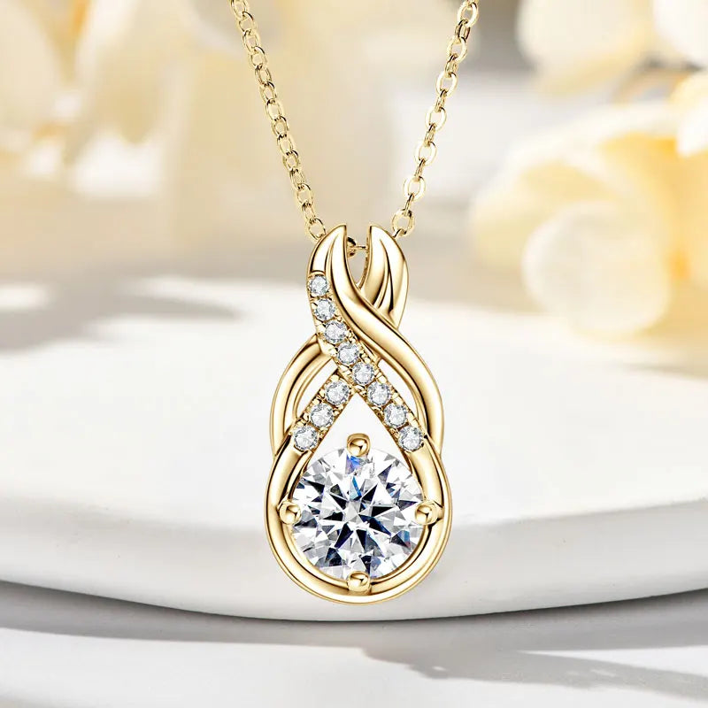 IOGOU Luxury 6.0CTW 8MM VVS1 Moissanite Jewelry Set 925 Silver Infinity Pendant Necklace Drop Hoop Earrings Sets for Women Gifts