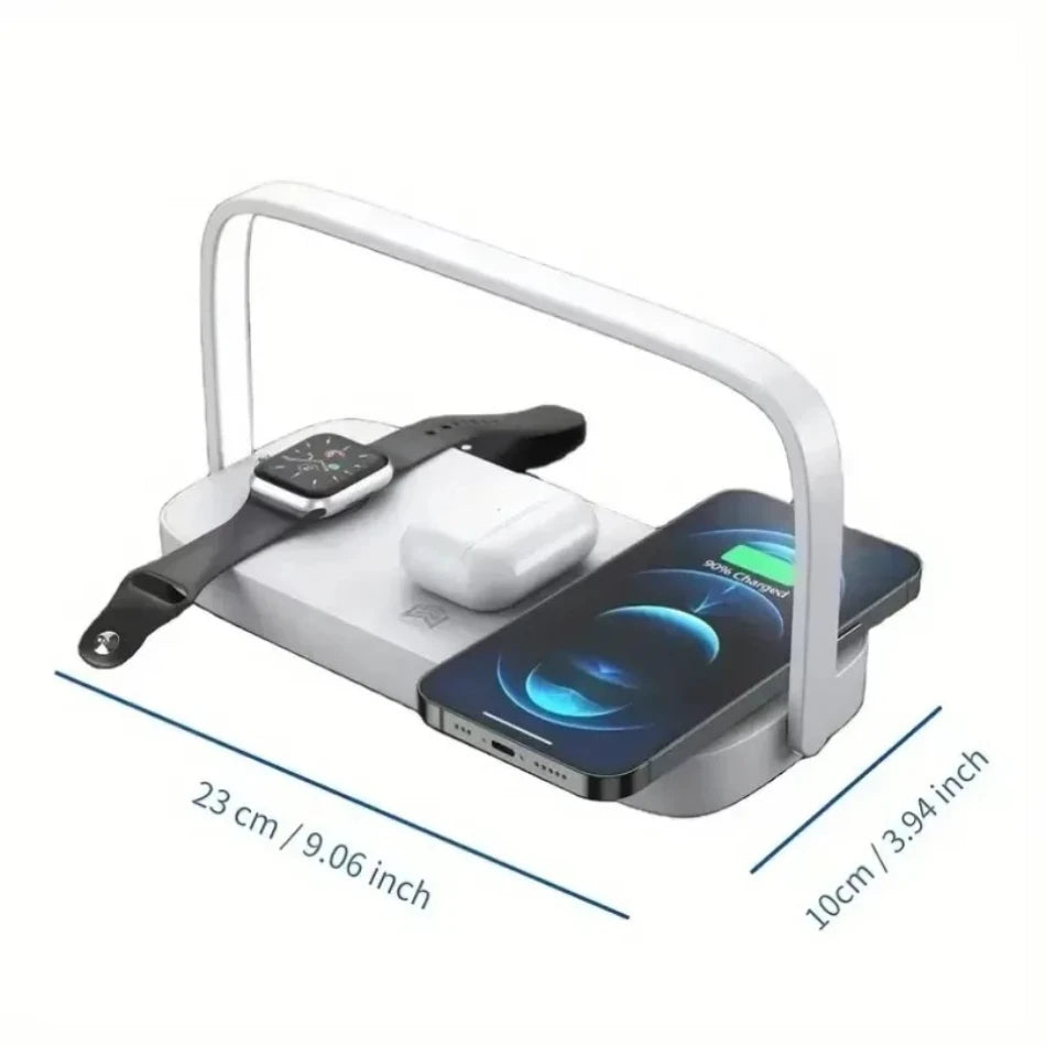 4 In 1 Fast Wireless Charger Stand Led Night Light Bedroom Lamp Phone Charging Station Dock For iPhone iWatch 2-10 SE Airpods *