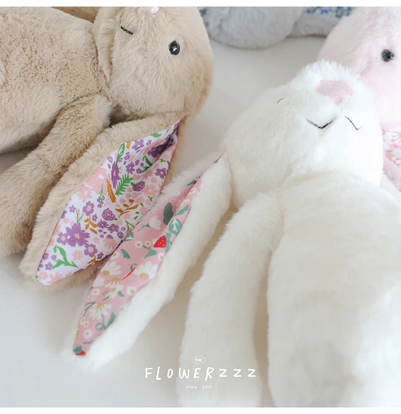 30cm Bonnie Rabbit Floral Ears Plush Toys Cartoon Stuffed Bunny Dolls Children's Room Decor Toy Soft Birthday Gifts For Girl