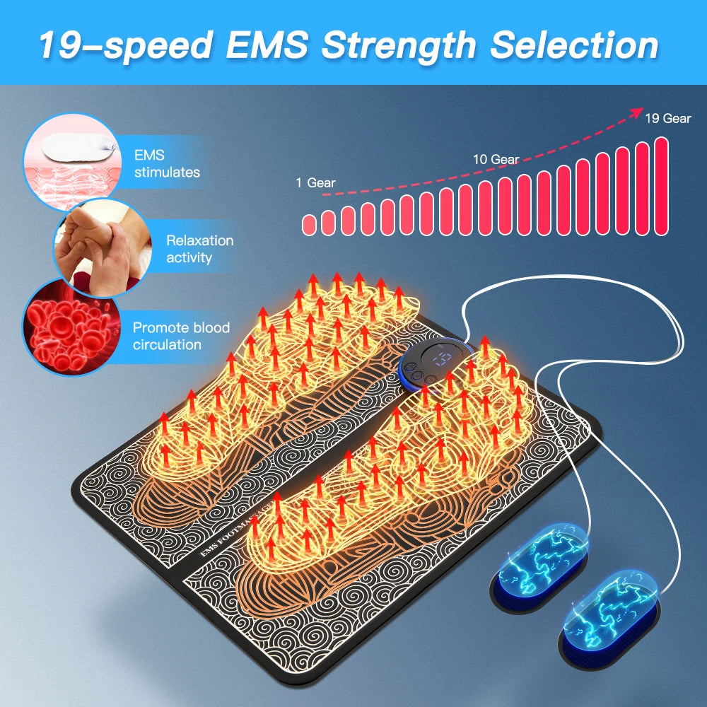 Electric EMS Foot Massager Pad Relief Pain Relax Feet Acupoints Massage Mat Shock Muscle Stimulation Improve Blood Circulation