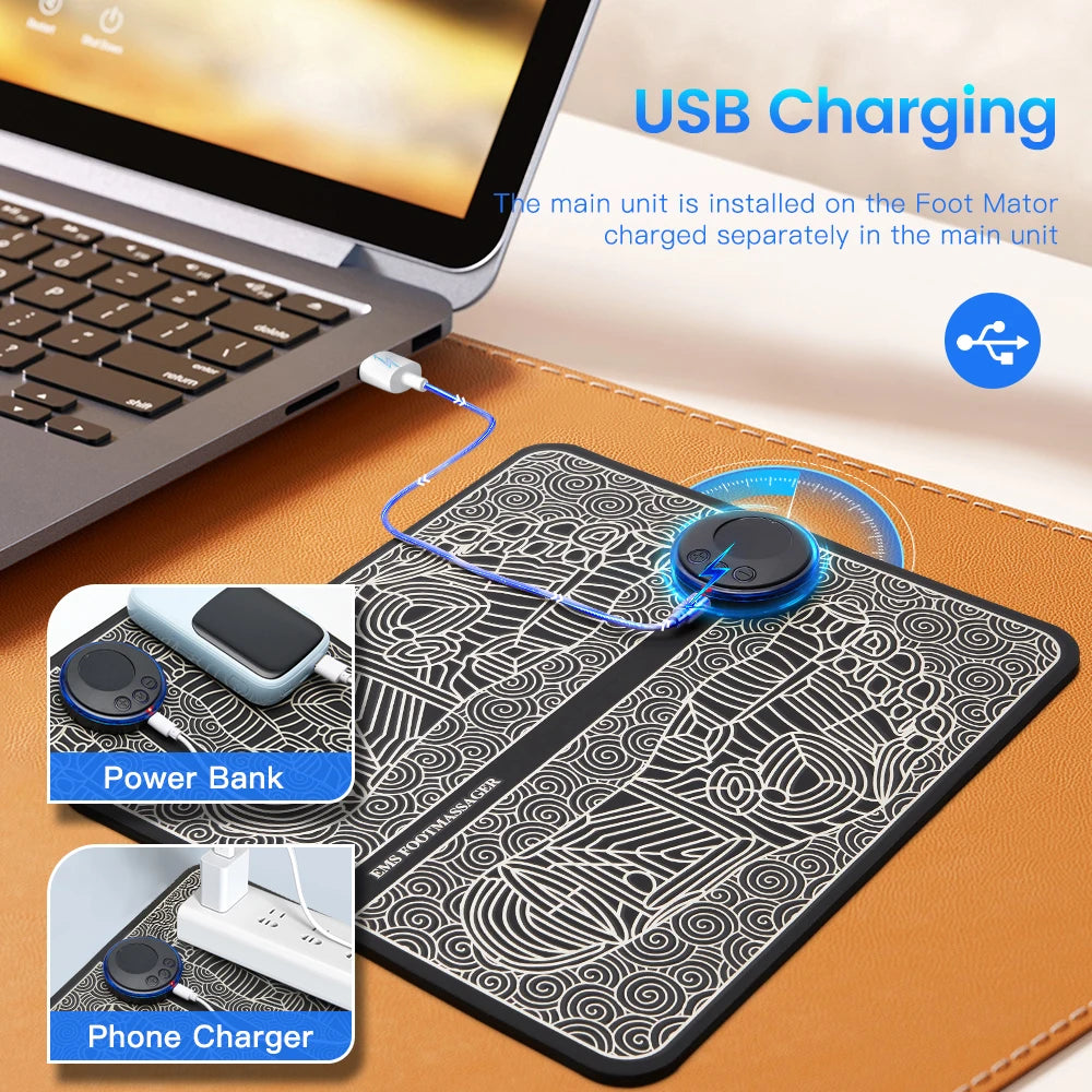 Electric EMS Foot Massager Pad Relief Pain Relax Feet Acupoints Massage Mat Shock Muscle Stimulation Improve Blood Circulation