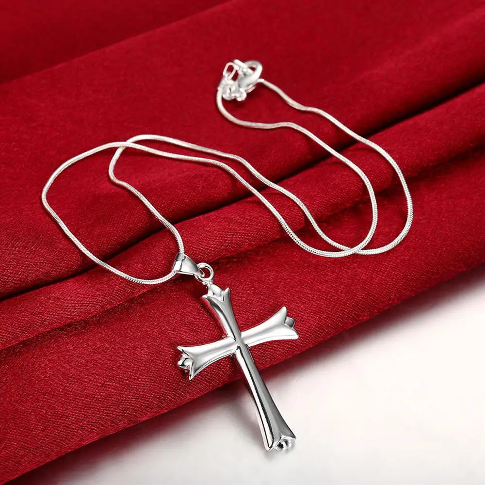 925 sterling Silver Classic cross Pendant Necklace For Women man Luxury Fashion Party Wedding Accessories Jewelry Christmas Gift