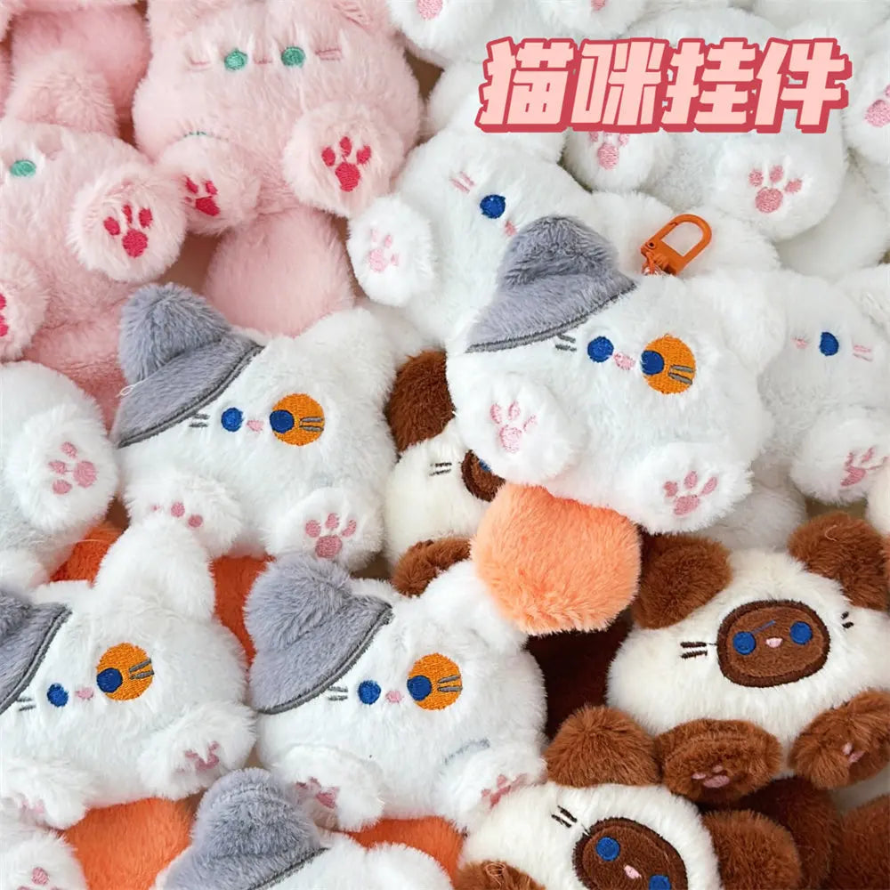 Kawaii Soft Stuffed Animal Little Cat Keychain Plush Bag Car Pendant Keychain DIY Trinket Kids Stuffed Animal Toys
