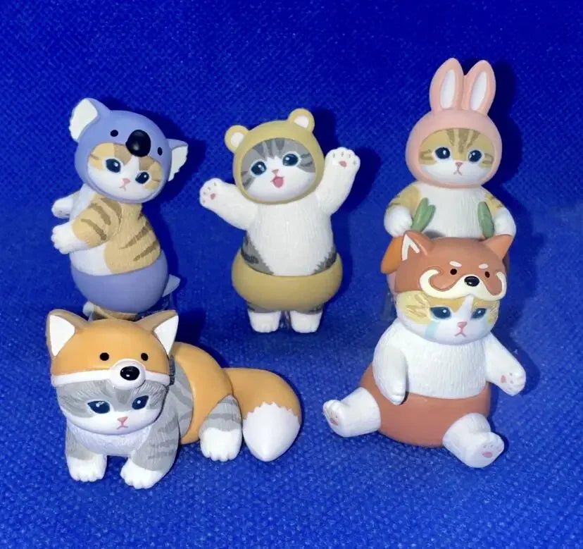 4cm Mofu Cat sands Action Figure Collection Set Animal Headgear Doll Kawaii Cute PVC Model Desktop Decoration Crafts Gifts Toys