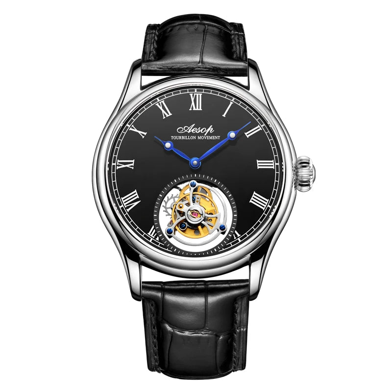 Aesop Real Flying Tourbillon Movement Mechanical Watches Luxury Watch for Men Skeleton Tourbillon Watch Sapphire Official Store