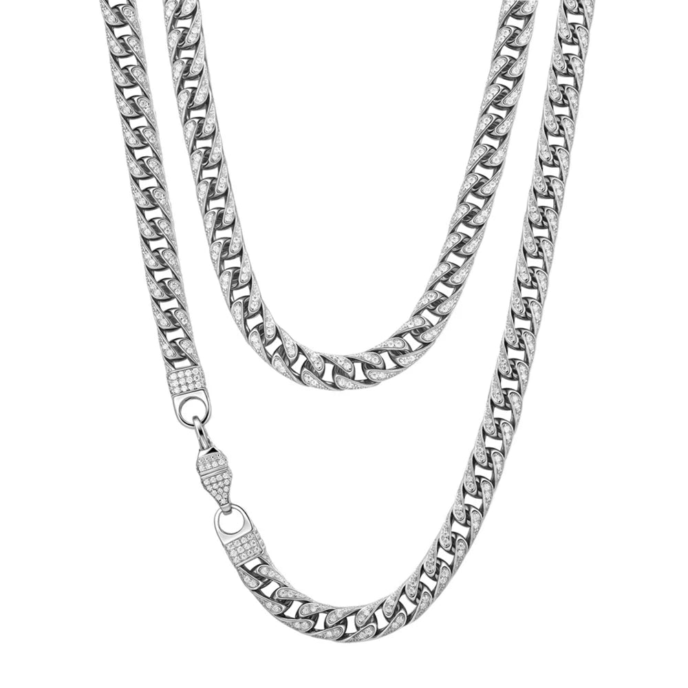 Wong Rain Hip Hop Rock 925 Sterling Silver VVS1 3EX D Real Moissanite Full Diamonds Gems 18 MM Cuban Chain Necklace Fine Jewelry