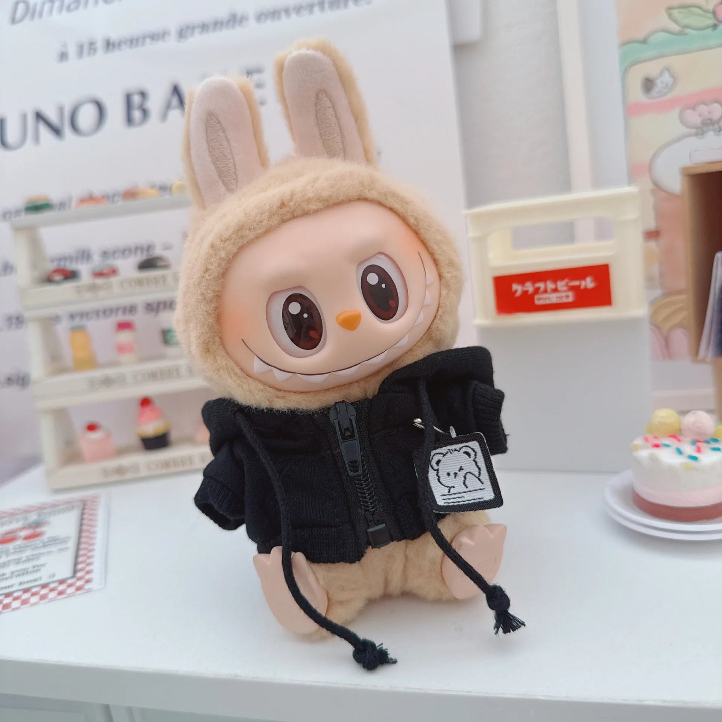 17cm Labubu Bear Casual Jacket Doll Clothes - Cute Plush Outerwear for Pullip Blythe OB11 BJD, Kawaii Teddy Coat