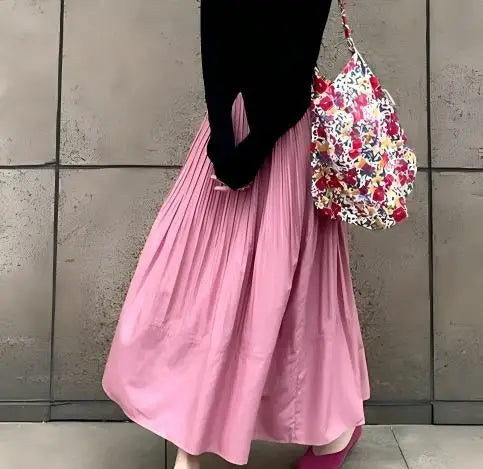 Women's Pleated Long Skirt, Elegant, Casual, Classy Romantic Fabric, Soft Lining, Japanese and Korean French Style