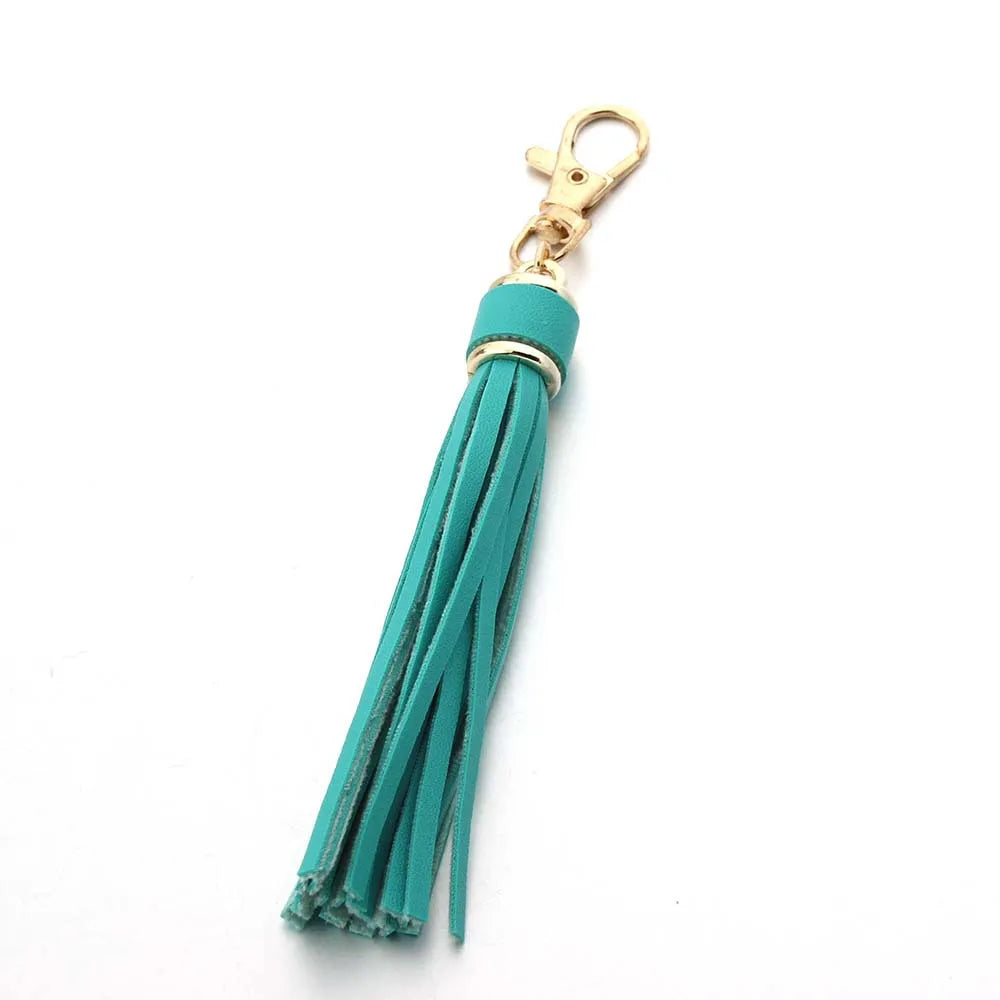Hot selling copper alloy lobster buckle leather tassel pendant keychain bag accessories for women