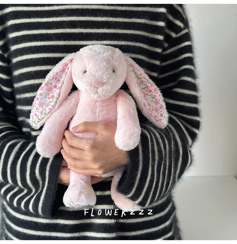 30cm Bonnie Rabbit Floral Ears Plush Toys Cartoon Stuffed Bunny Dolls Children's Room Decor Toy Soft Birthday Gifts For Girl