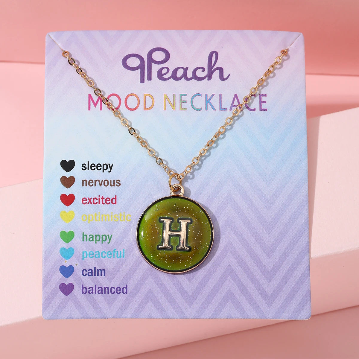 Fashionable Temperature-Sensitive Color-Changing 26 Letters Pendant Necklace Zinc Alloy Mood Regulation Chain Jewelry Accessory