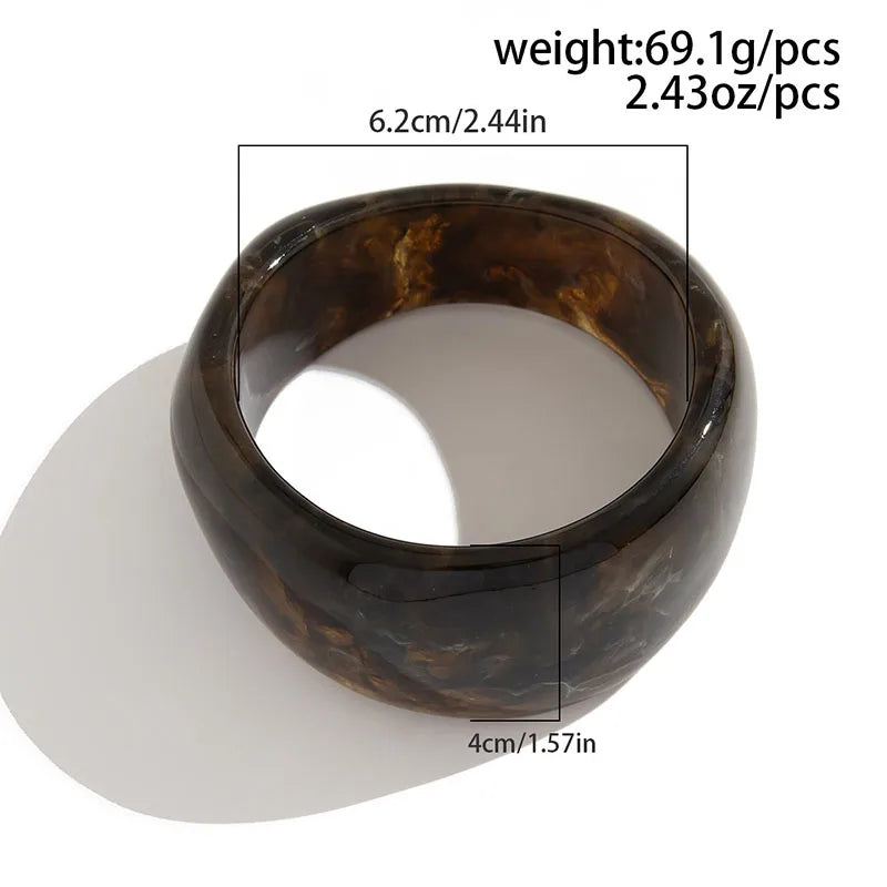 Vintage Chunky Coffee Thick Resin Acrylic Bangles Fashion Geometric Irregular Bangle Bracelets For Women Jewelry Gifts