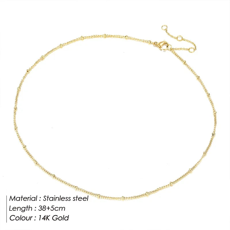 eManco Gold Color Stainless Steel 316 Chain Choker Necklace Women Chain Necklace Sets for Women gift