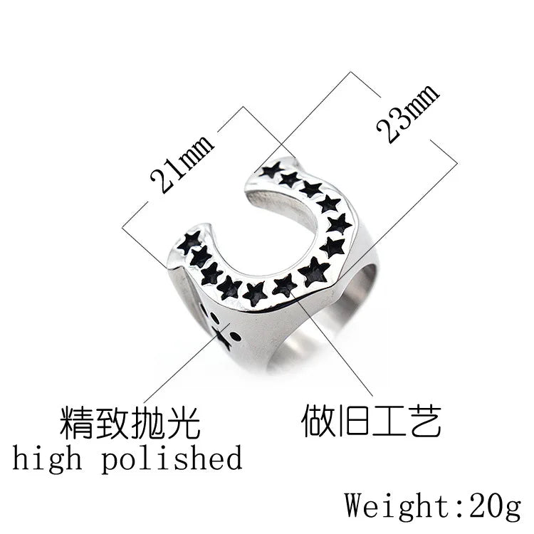 クラシックなクリスチャンイエスクロスリング(男女兼用)ヴィンテージステンレススチール製バイカーリング、パンクロッククリスチャン信者向けジュエリー