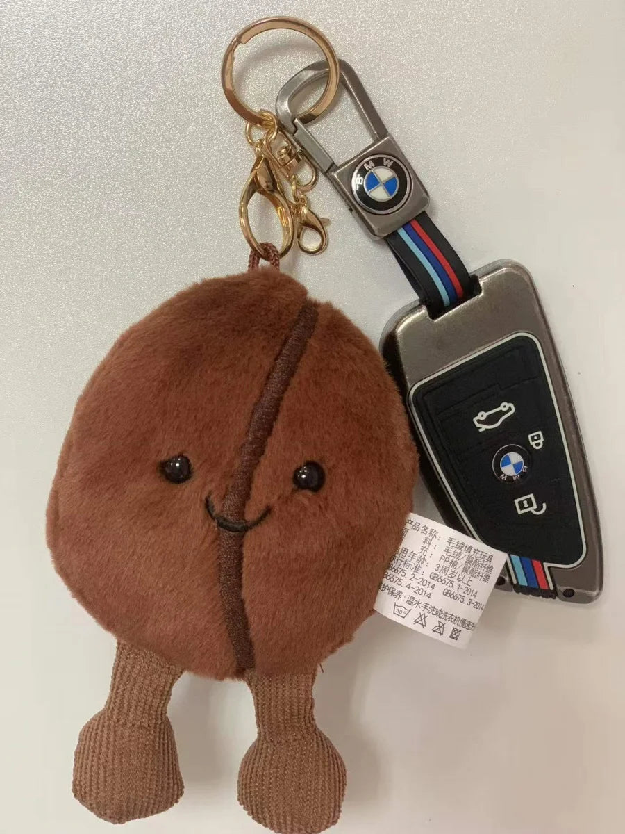 Jellycat Coffee Bean Bag Pendant Cartoon Stuffed Smiling Coffee Food Plushies Cute Key Chain Soft Doll Birthday Gifts Girl