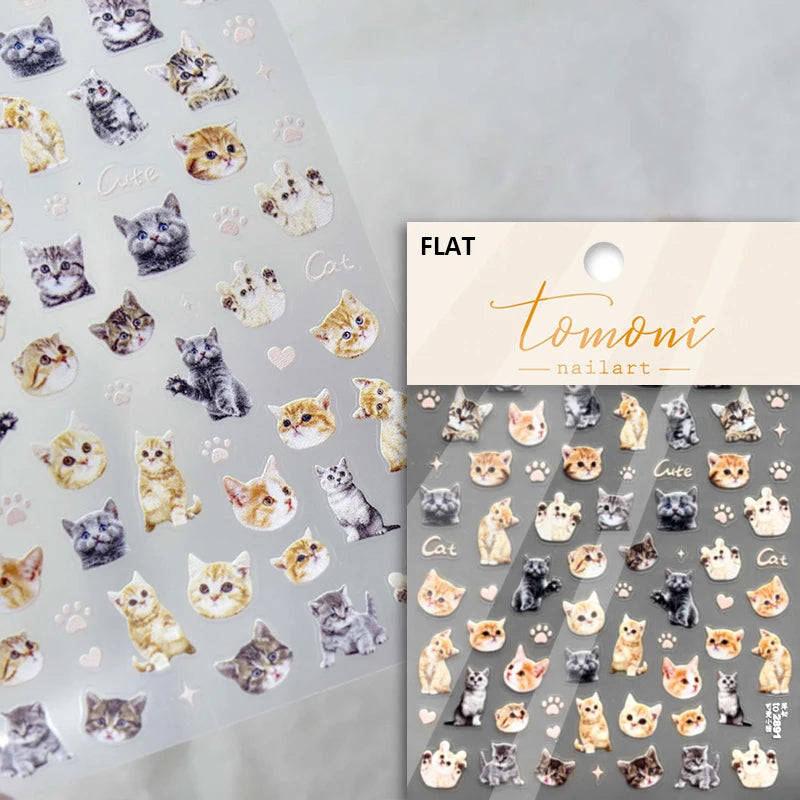 Lovely Dog Cat Animal Bunny 3D Soft Embossed Relief Self Adhesive Nail Art Stickers Cute Pretty Puppy Kitty Star Manicure Decals