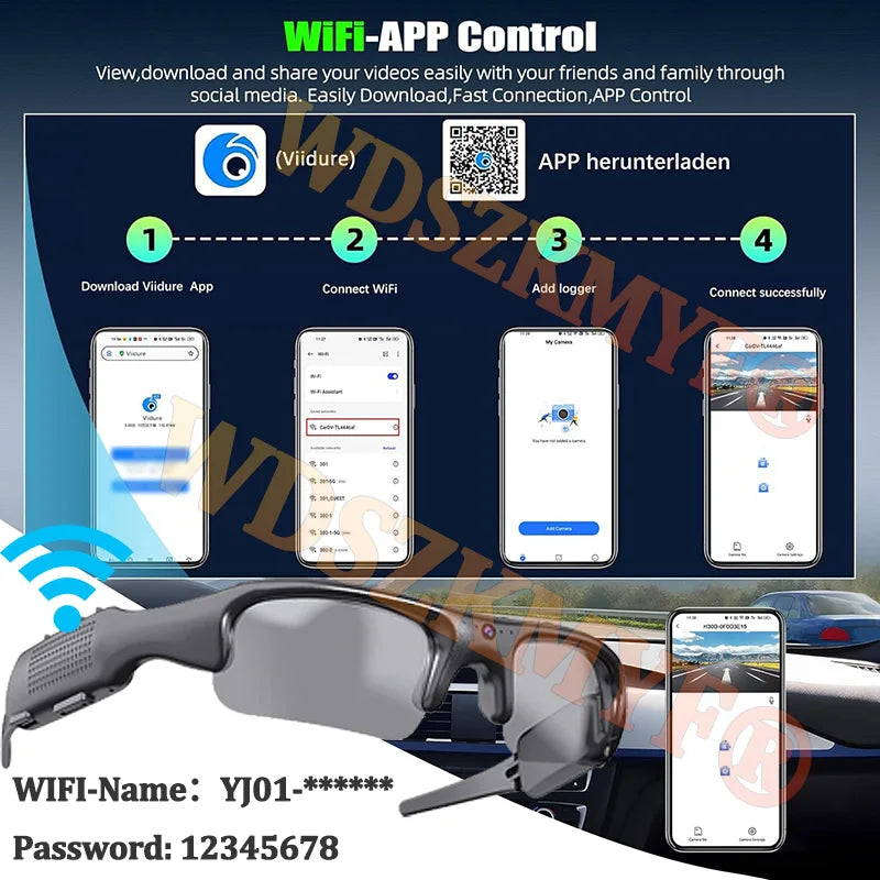 MINI Camera Smart Glasses HD 1080P WIFI Sports Glasses With DV Camera and Audio Recording Glasse Outdoor Riding, Skiing