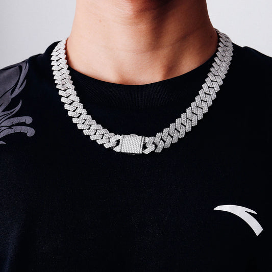 プロヴァンスキューバンチェーン(メンズ) モアッサナイト高級リンクチェーン S925シルバー キューバンネックレス(レディース) 15mm ヒップホップマイアミチョーカー