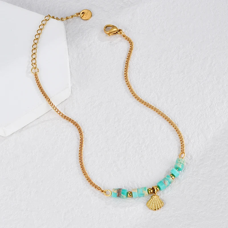 Fashion High Quality Shell Pearl Bracelet Stainless Steel Gold Color For Women Bangle Girl Jewelry Gift