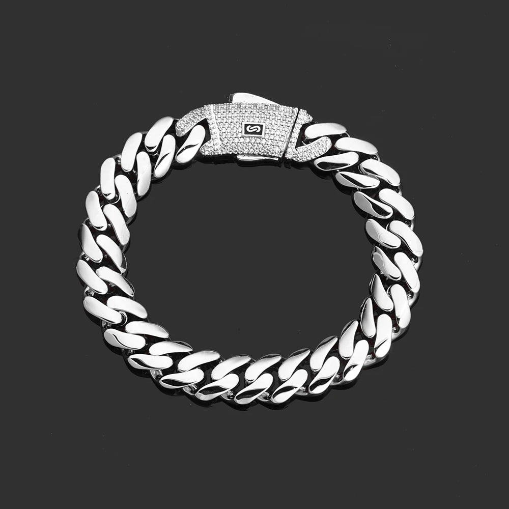 Moissanite Necklace S925 Pure Silver Cuban 14K Gold Plated Hip-hop Jewelry VVS Men's Exquisite Holiday Gift