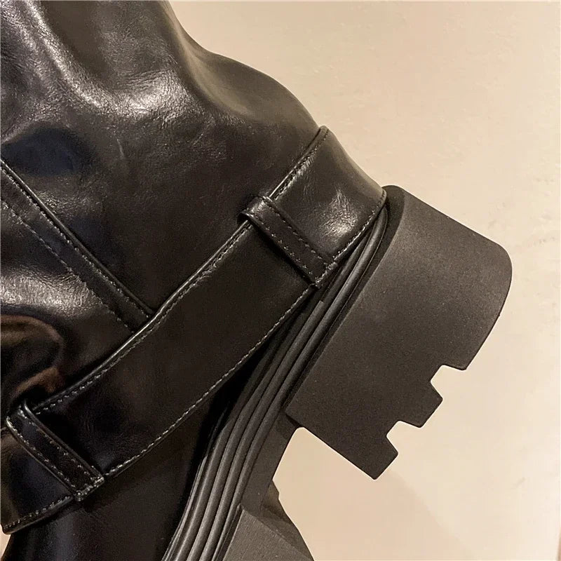 Women's Boots 2025 New Style Retro High Western Boots for Autumn and Winter Fashion Versatile Female Knight Boots