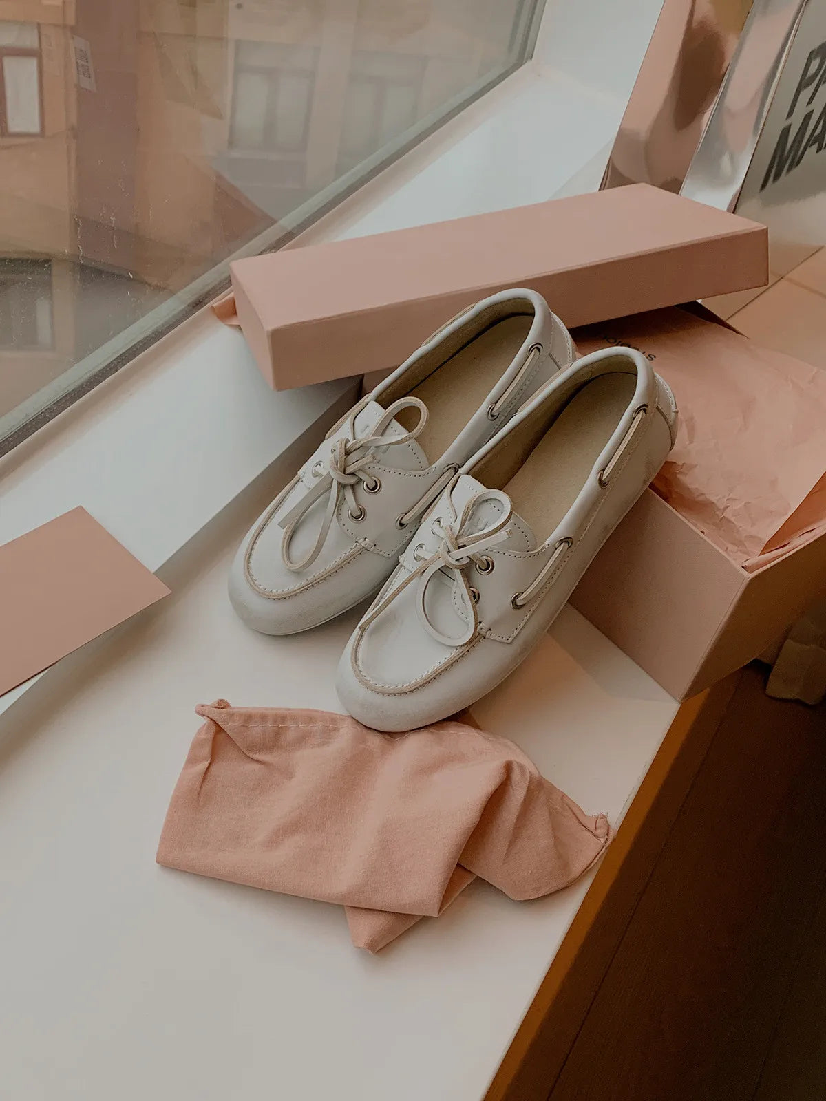Women's Loafers Shoes Genuine Leather High Quality Round Toe Soft Bottom Flat Shoes Lace Up Breathable Ladies Casual Shoes 2025