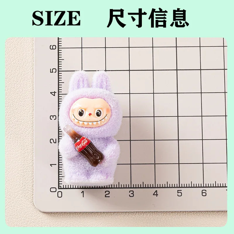 1-10pcs Lovely Lububu Coke Bottle Flocked DIY Action Figure Decorative Pendant Desktop Dolls Car Ornaments Toy Christmas Gifts