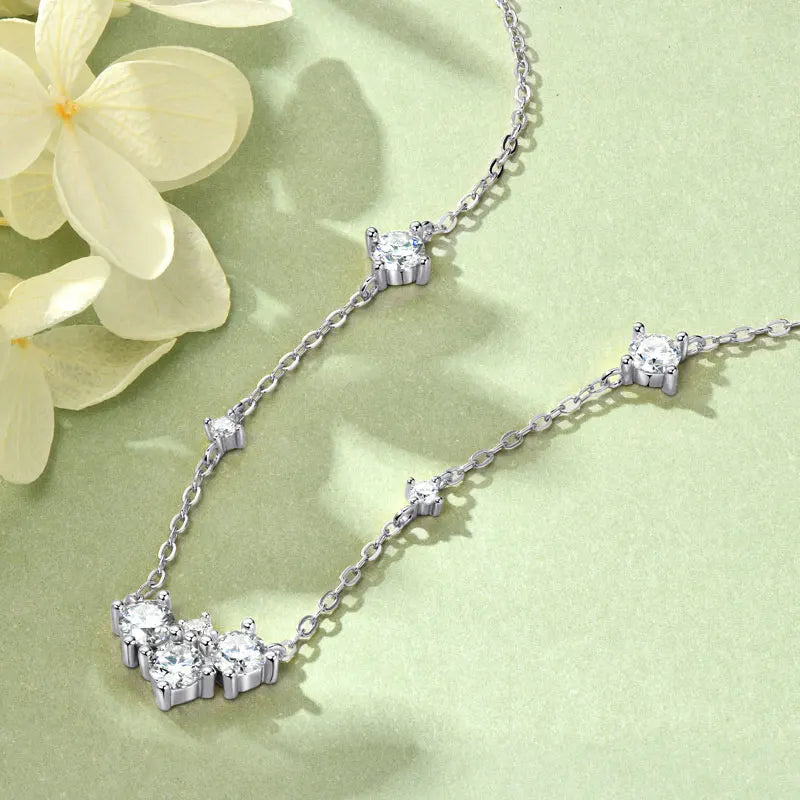 RAPRGOLD GRA Certified Full Round Moissanite Diamond Pendant Necklace for Women S925 Sterling Silver Fine Jewelry Gift Collares