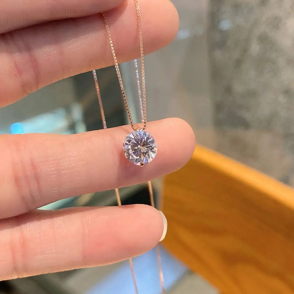 2CT D Color Moissanite Simple Pendant Necklace With Certificate 925 Sterling Silver Women Necklace Fine Jewelry Gift For Wedding