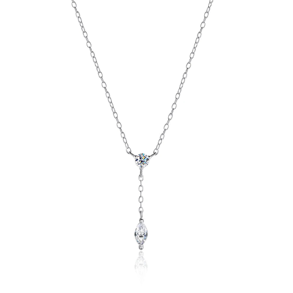KNOBSPIN Moissanite Necklaces for Women GRA Certified 3x6mm Marquise Cut Gemstone Pendant s925 Sterling Silver Dainty Necklaces