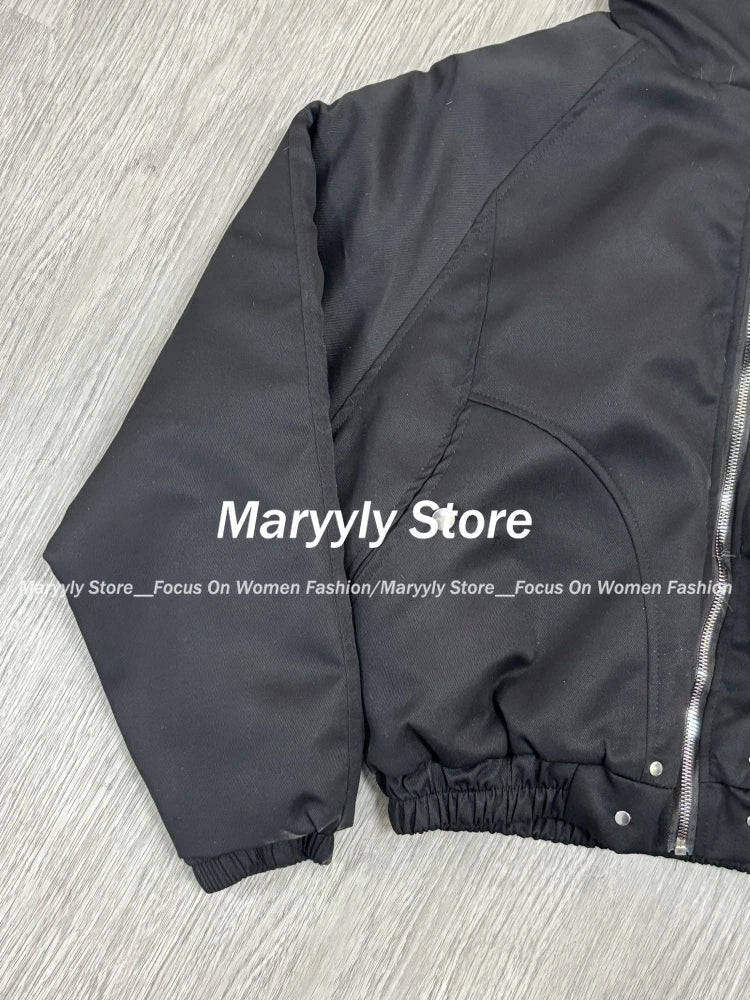 冬用エレガントファールーズコート レディース Y2K 原宿ゴシックカラーフード付き厚手ファッションパーカー カジュアルアウター コットンパッド入りジャケット