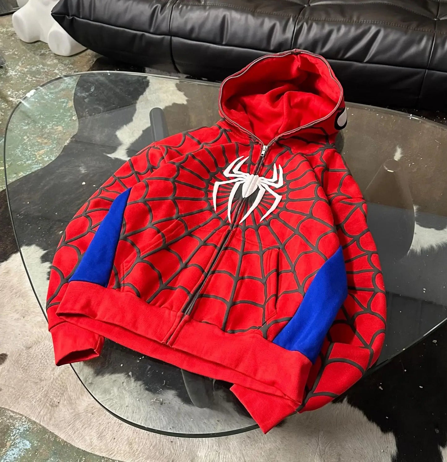 アメリカンスパイダー ヴィンテージ ジップアップフーディー Y2K ファッション メンズ レディース スパイダーグラフィック オーバーサイズフーディー スウェットシャツ カジュアルジャケット