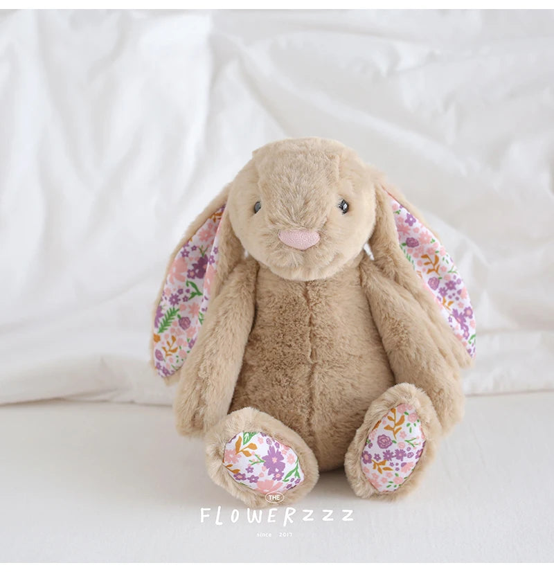 30cm Bonnie Rabbit Floral Ears Plush Toys Cartoon Stuffed Bunny Dolls Children's Room Decor Toy Soft Birthday Gifts For Girl