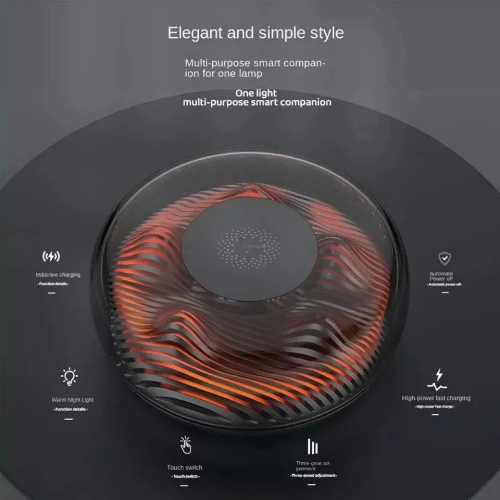 15W High Quality 2-in-1 Fast Wireless Charger Touch Control LED Bedside Lamp Desk Light for iPhone Huawei Samsung Xiaomi