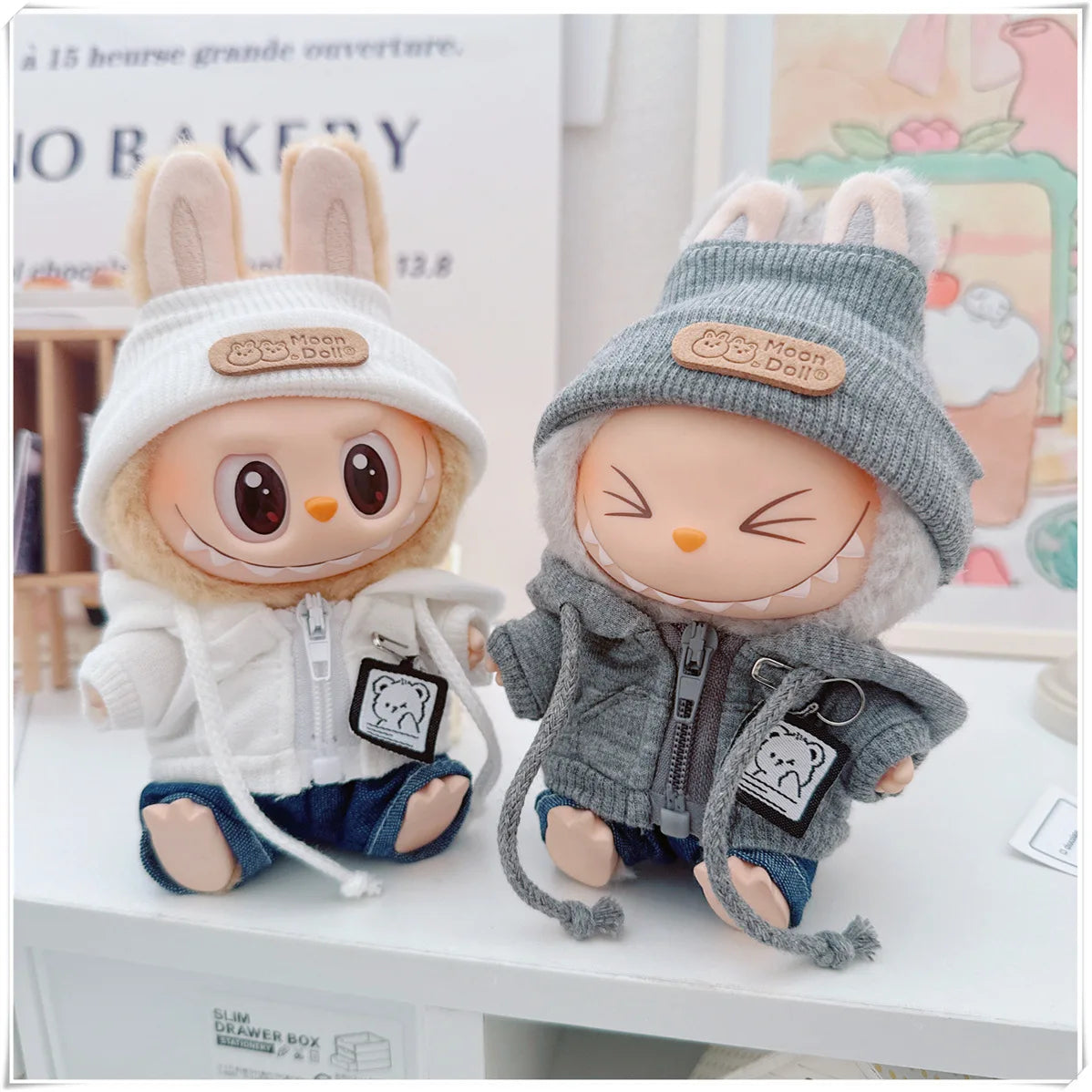 17cm Labubu Bear Casual Jacket Doll Clothes - Cute Plush Outerwear for Pullip Blythe OB11 BJD, Kawaii Teddy Coat