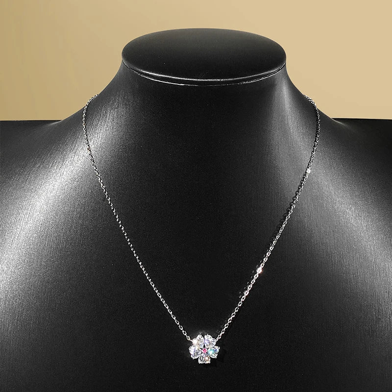 Smyoue 5*5mm Heart Cut Certified Moissanite Necklace Pendant 18k Plated Girls Wedding Jewelry 100% Real 925 Pure Silver Chain