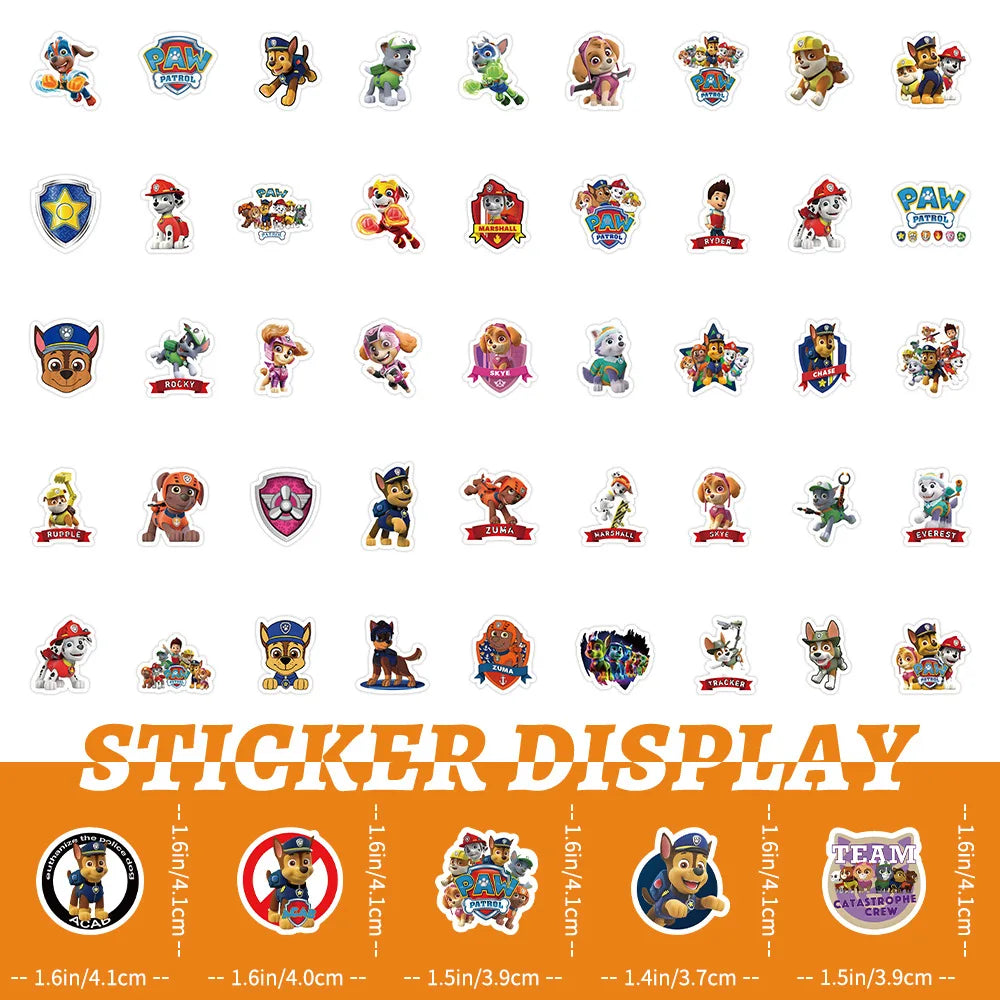 10/50/100PCS Cute Cute PAW Patrol Anime Stickers Decoration DIY Phone Notebook Suitcase Laptop Fridge Graffiti Cartoon Sticker