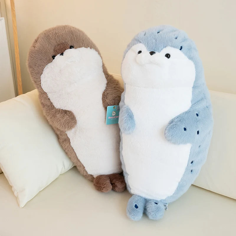 High Quality Genuine Kawaii Cartoon Sea Creature Otter Plush Doll Pillow Headset Blue Seal Otter Stuffed Animal Birthday Gift