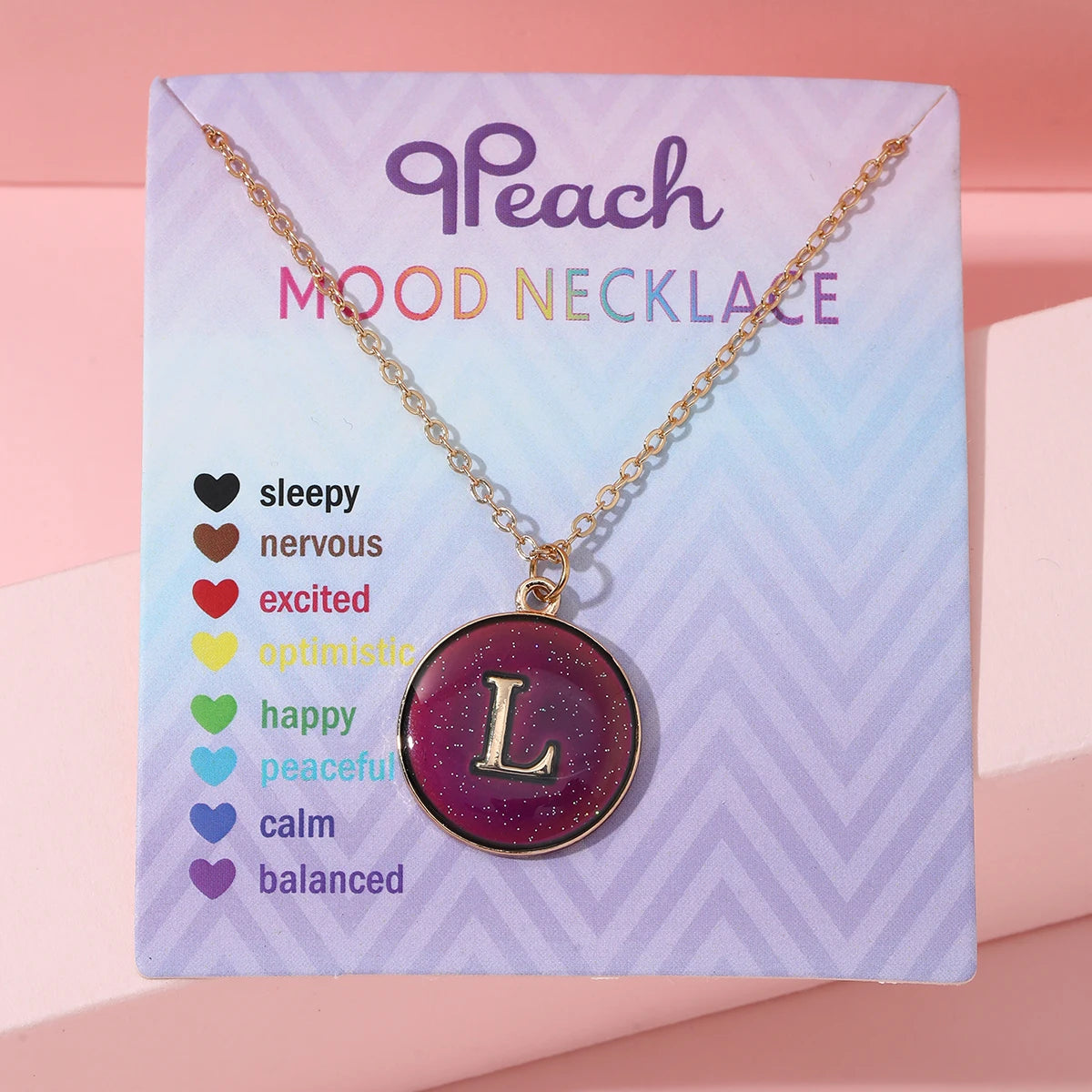 Fashionable Temperature-Sensitive Color-Changing 26 Letters Pendant Necklace Zinc Alloy Mood Regulation Chain Jewelry Accessory
