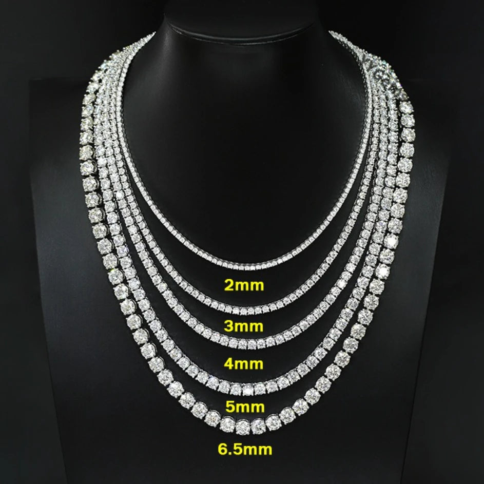 3/4/5/6.5mm Real Moissanite Tennis Necklace Bracelet for Men Women 925 Sterling Silver Lab Diamond Neck Chain Party Jewelry Gift