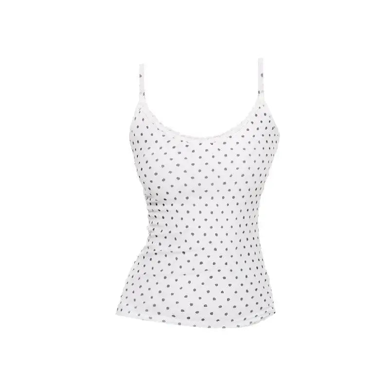Yedinas Dot Patchwork Lace Halter Tops Sleeveless Tshitrs Tank Tops Summer Camisole Women Clothes Sexy Streetwear Y2k Chic