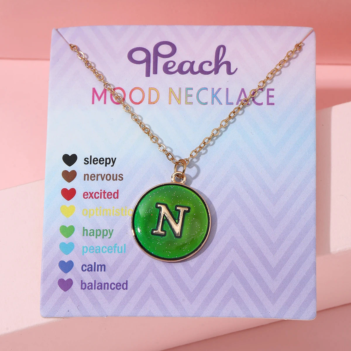 Fashionable Temperature-Sensitive Color-Changing 26 Letters Pendant Necklace Zinc Alloy Mood Regulation Chain Jewelry Accessory