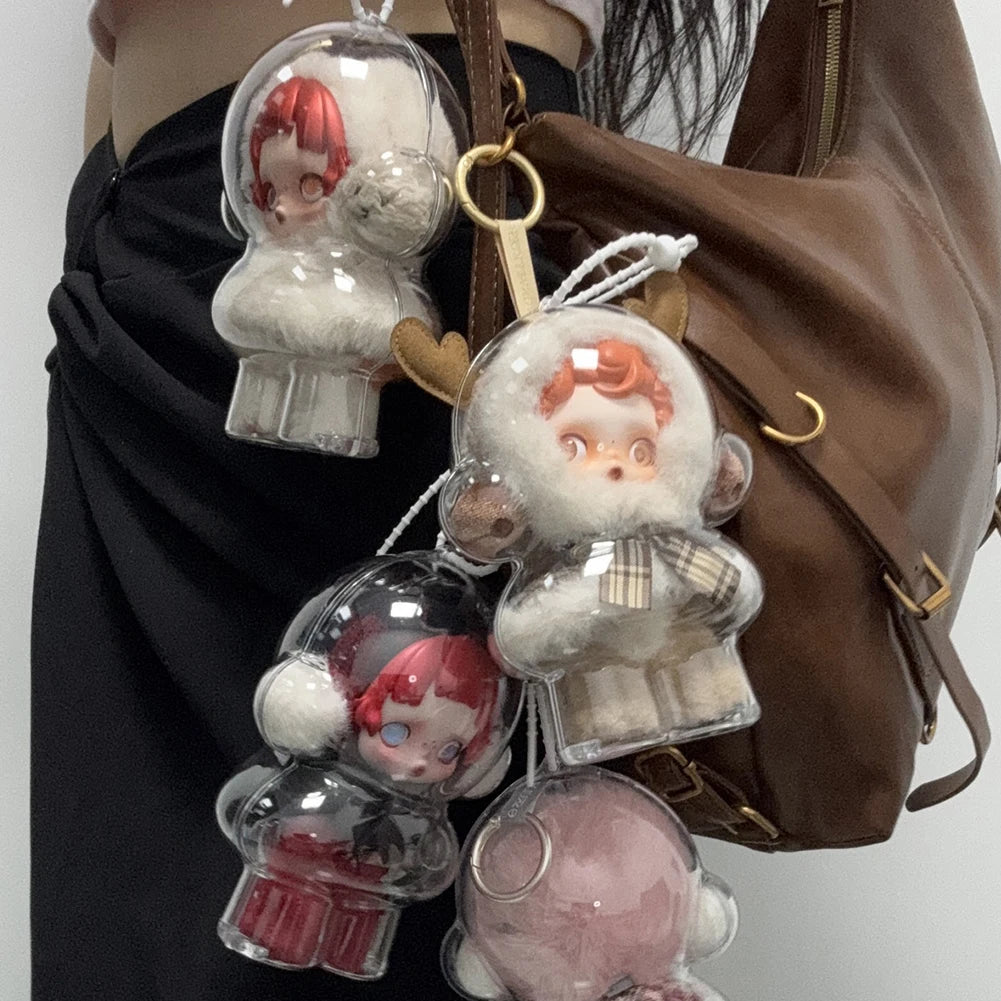 1/2PCS Acrylic Transparent Protective Case Doll Dust Case Storage Case with Strap for Skull Panda Winter Movement for SP Doll