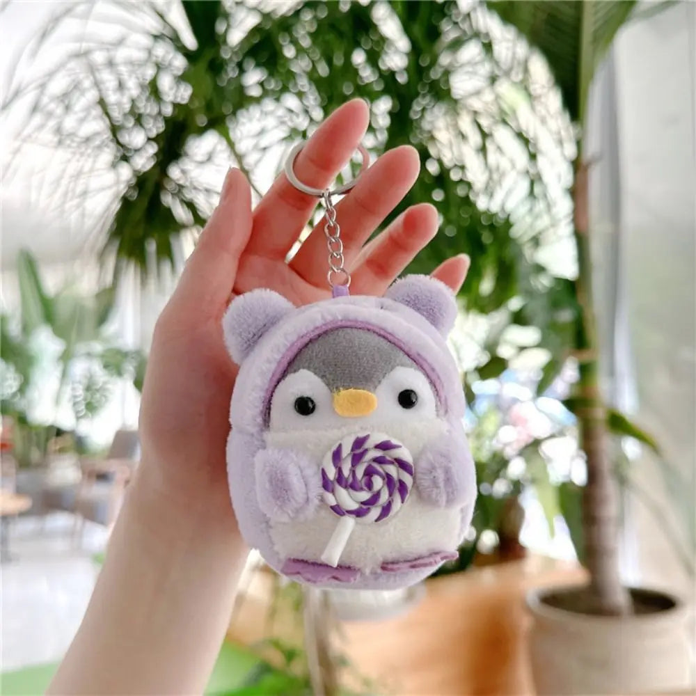 Cute Penguin Plush Key Ring Tourist Hat Penguin Keychain For Girls Gifts Creative School Bag Keychain