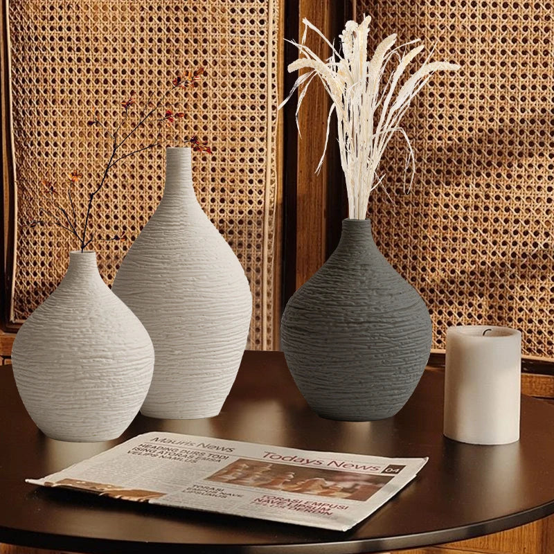 White Ceramic Vase Decoration for Home Nordic Luxury Narrow Mouth Flower Pot Living Room Interior Office Desktop Decor Gift