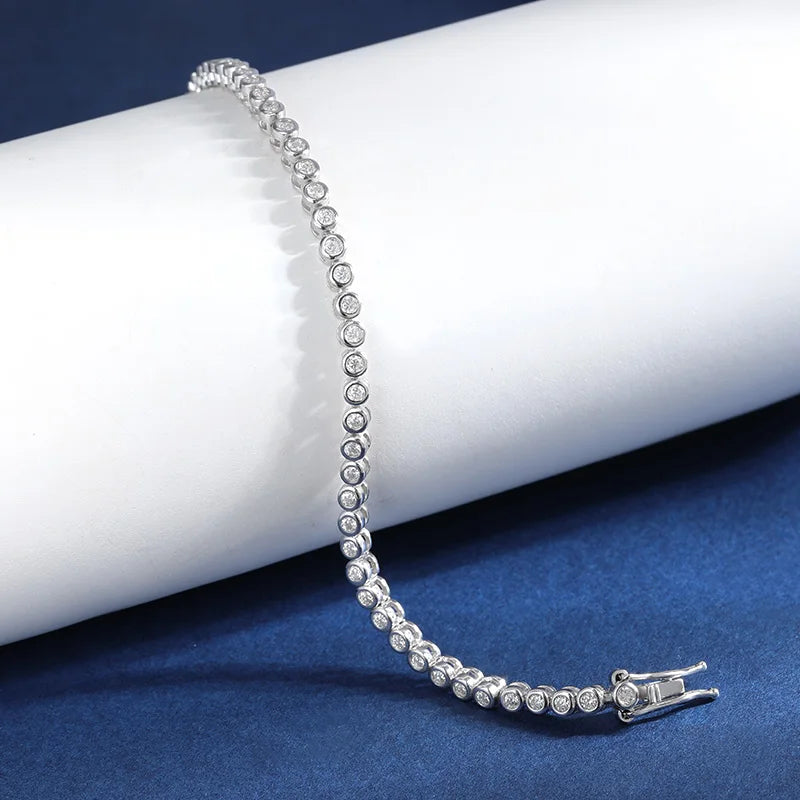 TBCYD 2/3mm D Color Round Bubble Moissanite Tennis Necklace For Women S925 Silver Choker Necklace Party Jewelry Christmas Gifts