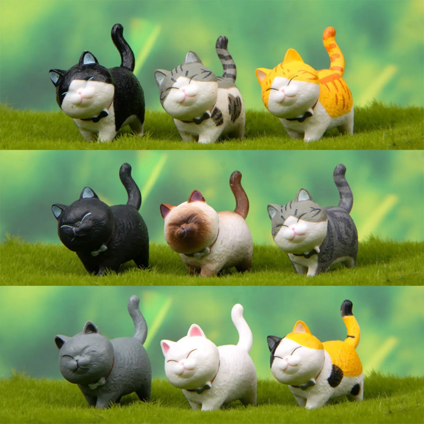 1 Piece Cute Cat Ornaments Bell Cat Animal Fairy Garden Figurines Accessories Home Decoration Desktop Model Birthday Gift