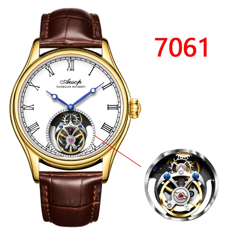 Aesop Real Flying Tourbillon Movement Mechanical Watches Luxury Watch for Men Skeleton Tourbillon Watch Sapphire 2025 NEW