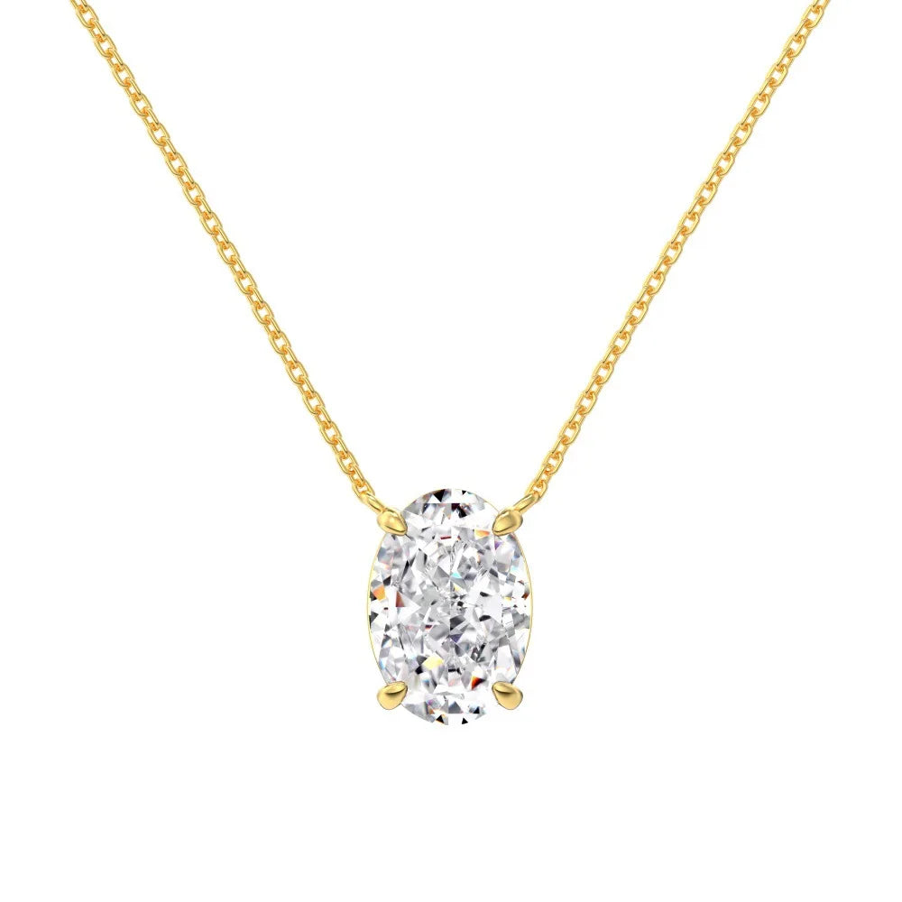 Oval Cut 1-4CT D Color Moissanite Necklace for Women S925 Sterling Silver Wedding Diamond Pandant Neck Chain Party Gifts Jewelry