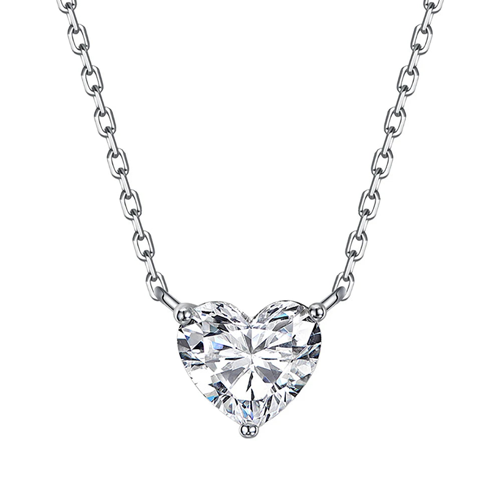 1-3Carat Heart Cut Moissanite Pendant Necklace for Woman S925 Silver Plated 18k Gold Solitaire Diamond Neckchain Certified